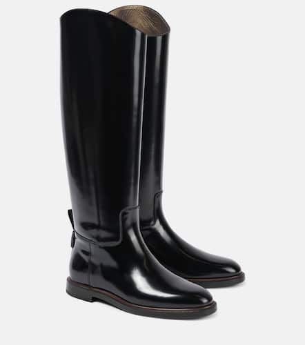 Polished leather knee-high boots - Brunello Cucinelli - Modalova