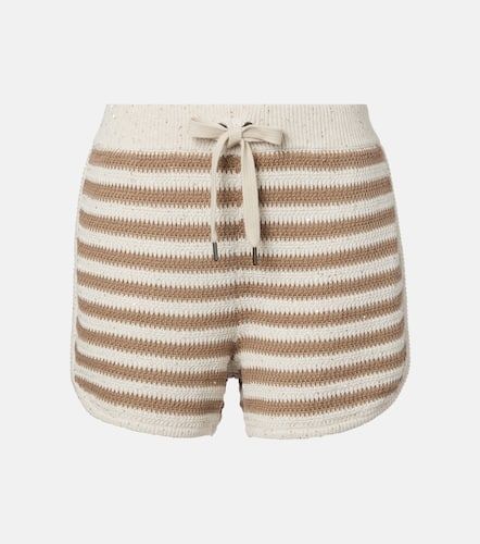 Striped cotton-blend shorts - Brunello Cucinelli - Modalova
