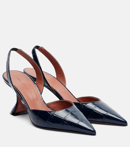 Holli croc-effect leather slingback pumps - Amina Muaddi - Modalova