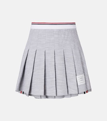 Pleated cotton-blend tweed miniskirt - Thom Browne - Modalova