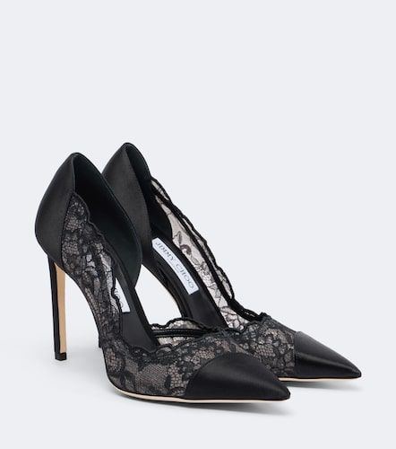 Brigitte lace-trimmed satin pumps - Jimmy Choo - Modalova