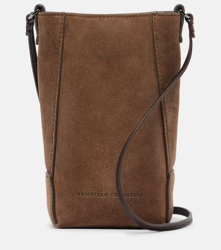 Duo Mini Monili suede phone pouch - Brunello Cucinelli - Modalova