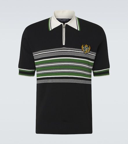 Polo de seda y algodón a rayas bordado - Dolce&Gabbana - Modalova