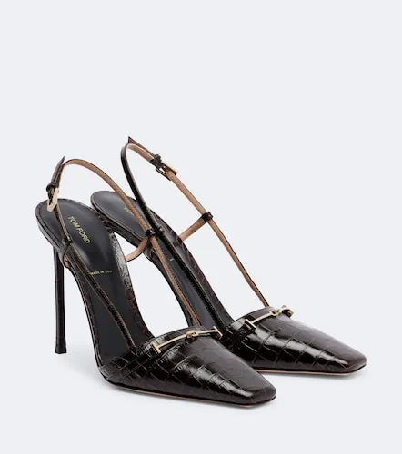 Croc-effect leather slingback pumps - Tom Ford - Modalova