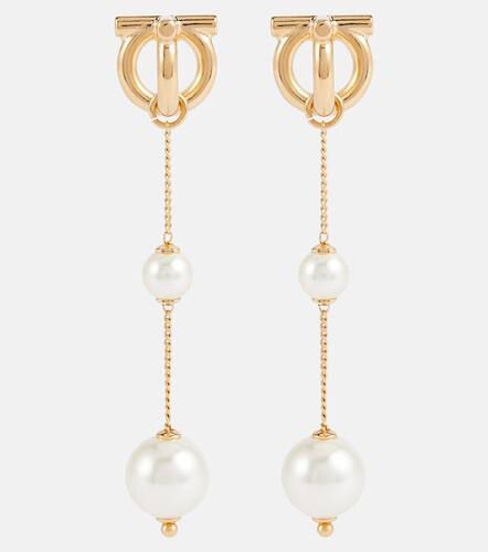 Gancini faux pearl drop earrings - Ferragamo - Modalova