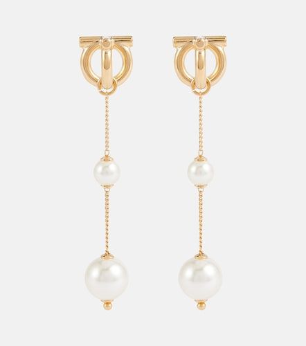 Orecchini pendenti Gancini con perle bijoux - Ferragamo - Modalova