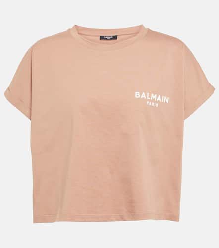 Camiseta cropped de algodón con logo - Balmain - Modalova