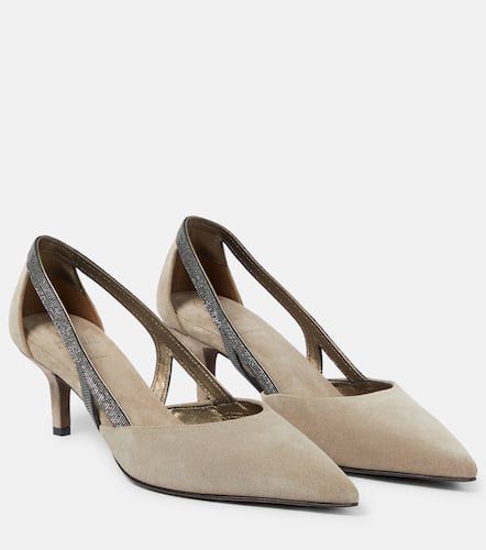 Embellished suede slingback pumps - Brunello Cucinelli - Modalova