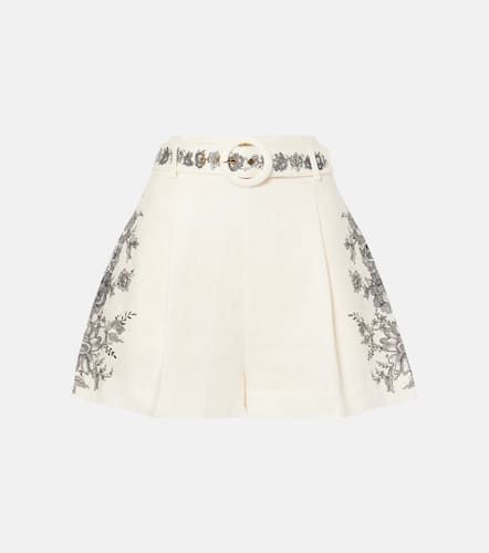 Belted floral linen shorts - Zimmermann - Modalova