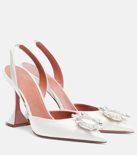 Begum 70 satin slingback pumps - Amina Muaddi - Modalova