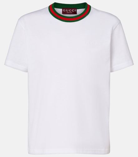 Camiseta de jersey de algodón con Web - Gucci - Modalova