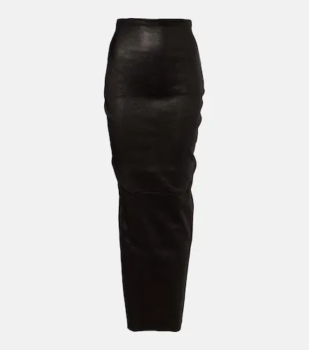 Dirt Pillar leather and cotton midi skirt - Rick Owens - Modalova