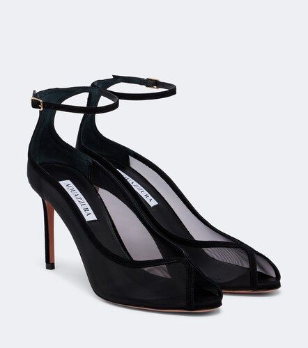 Love Affair suede-trimmed mesh slingback sandals - Aquazzura - Modalova