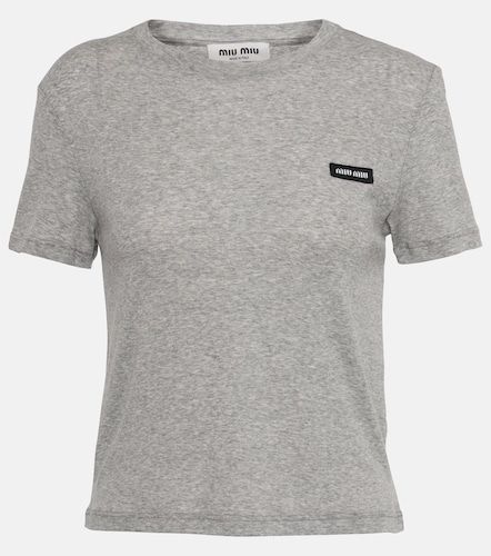 Camiseta en jersey de algodón - Miu Miu - Modalova