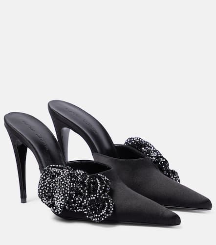 Floral-appliqué embellished satin mules - Magda Butrym - Modalova