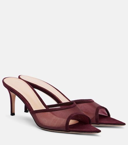 Pointy 70 suede and organza mules - Gianvito Rossi - Modalova