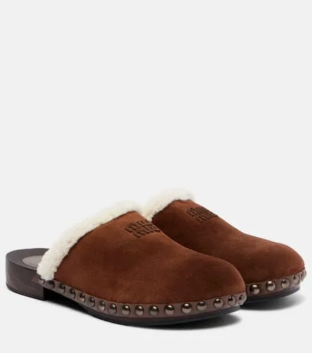Miu Miu Shearling-lined suede clogs - Miu Miu - Modalova