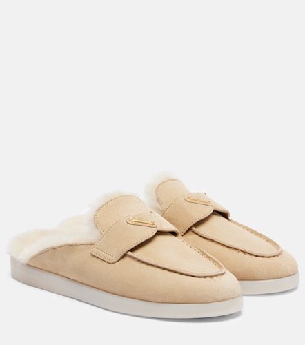 Prada Shearling-lined suede mules - Prada - Modalova