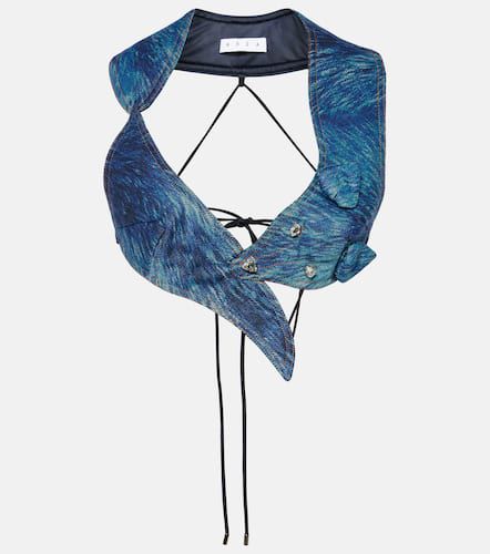 Area Printed denim crop top - Area - Modalova