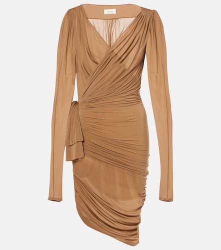 Gathered sheer jersey midi dress - Saint Laurent - Modalova