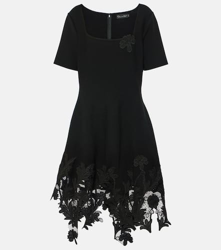 Lace-trimmed knitted minidress - Oscar de la Renta - Modalova