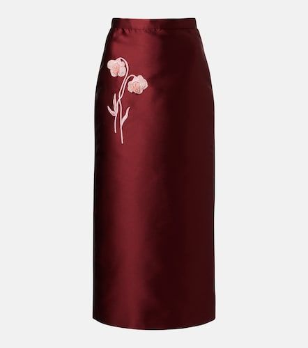 Falda lencera de satén con aplique floral - Erdem - Modalova