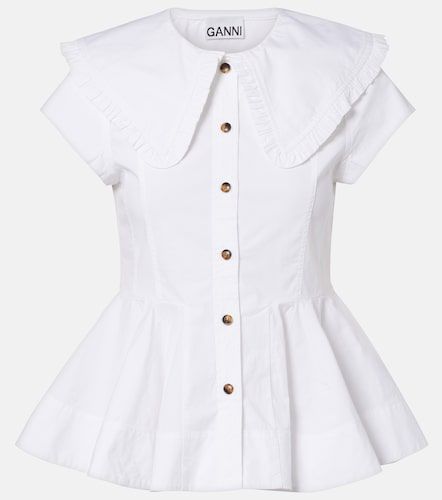 Camicia in misto cotone con volant - Ganni - Modalova