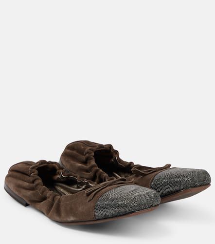 Embellished suede ballet flats - Brunello Cucinelli - Modalova