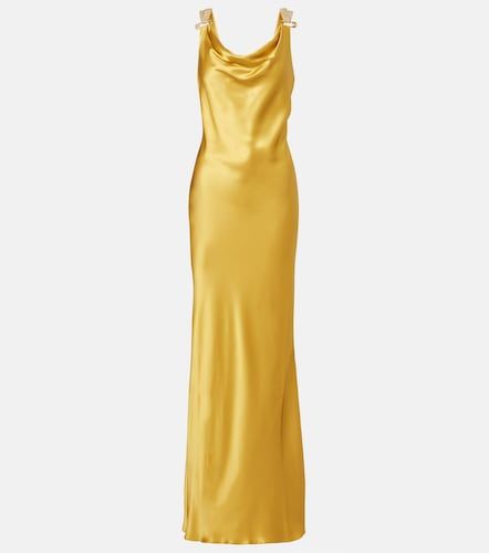 Abito lungo Safety Pin in raso di seta - Versace - Modalova