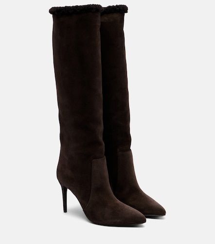 Stiletto 85 shearling-trimmed suede knee-high boots - Paris Texas - Modalova