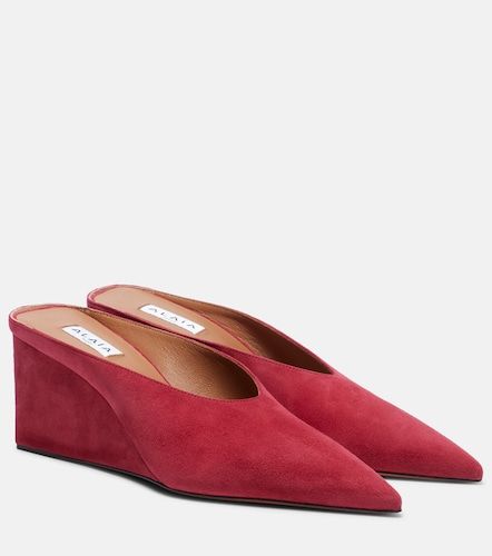 Alaia Cube 75 suede wedge mules - Alaia - Modalova