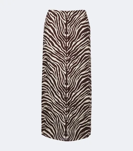 Bruna zebra-print linen midi skirt - Cala de la Cruz - Modalova