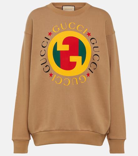 Logo printed cotton jersey sweatshirt - Gucci - Modalova