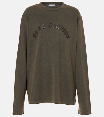 Logo appliquÃ© cotton jersey top - Acne Studios - Modalova