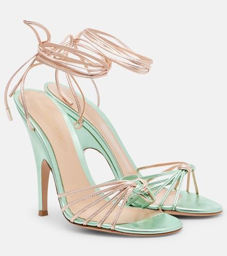 Metallic leather slingback sandals - Gianvito Rossi - Modalova