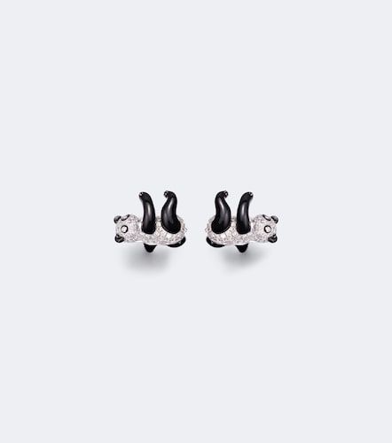 Yvonne Léon Pendientes Panda de oro blanco de 9 ct con diamantes - Yvonne Leon - Modalova