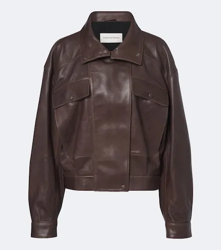 Quincy leather blouson jacket - Nour Hammour - Modalova