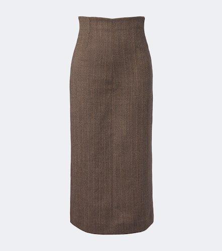 Falda midi de lana virgen espigada - Maison Margiela - Modalova