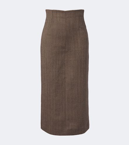 Herringbone virgin wool midi skirt - Maison Margiela - Modalova