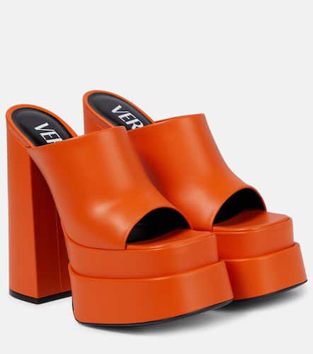 Leather platform mules in red - Versace