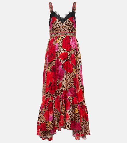 Leopard-print floral silk midi dress - Camilla - Modalova
