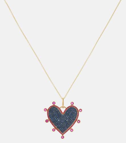 Halo Heart 18kt pendant necklace with rubies and sapphires - Ileana Makri - Modalova