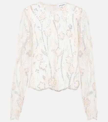 Floral sequined mesh top - Self-Portrait - Modalova