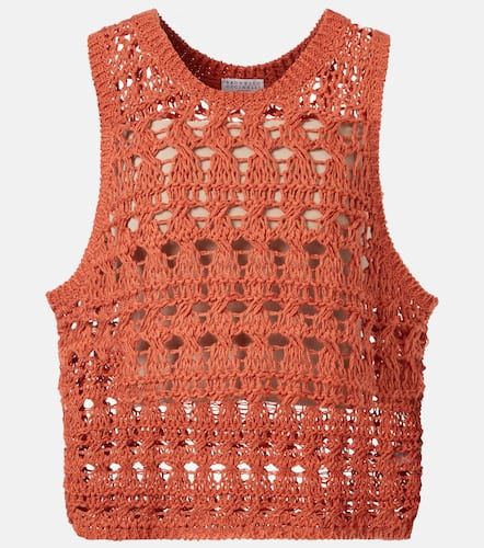 Jute and cotton-blend sweater vest - Brunello Cucinelli - Modalova