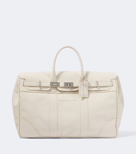 Borsa da viaggio in pelle con logo - Brunello Cucinelli - Modalova