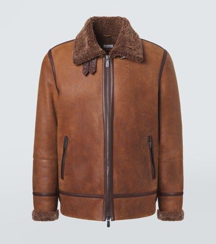Shearling-lined leather jacket - Brunello Cucinelli - Modalova