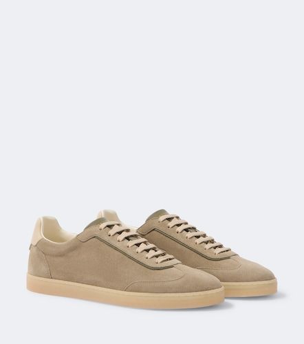 Leather-trimmed suede sneakers - Brunello Cucinelli - Modalova
