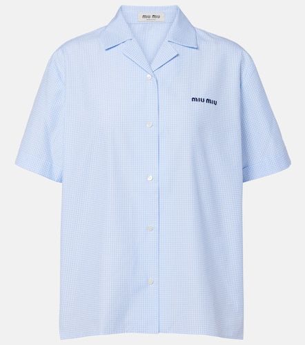 Camicia bowling in cotone a quadri - Miu Miu - Modalova