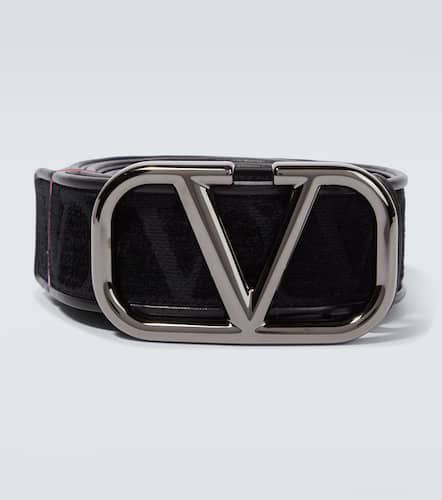 VLogo jacquard leather-trimmed belt - Valentino Garavani - Modalova