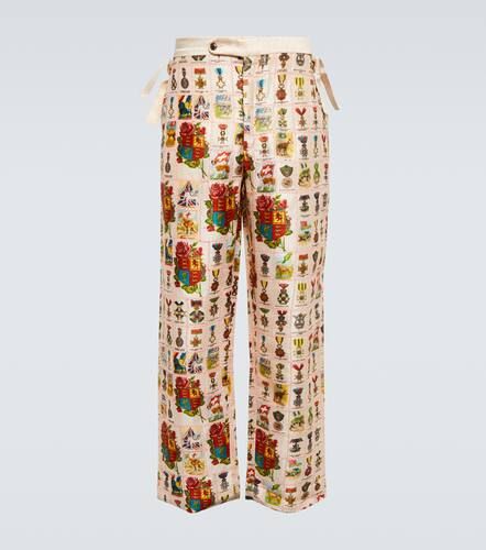 Tobacco Signet printed silk pants - Bode - Modalova